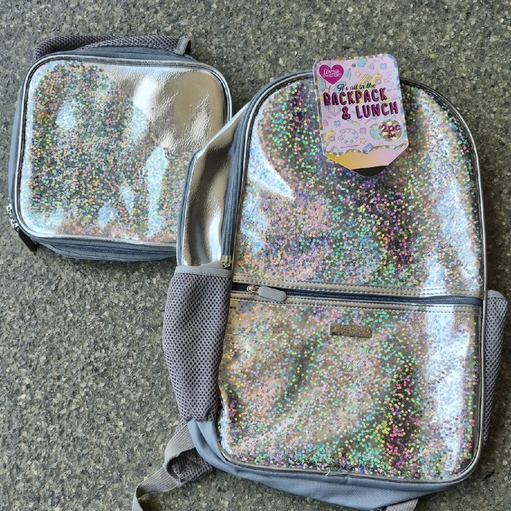 Glittery Kids Backpack and Lunch Bag Set